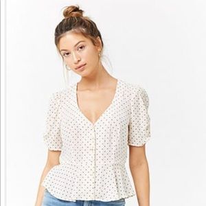Polka Dot Chiffon Flounce Top